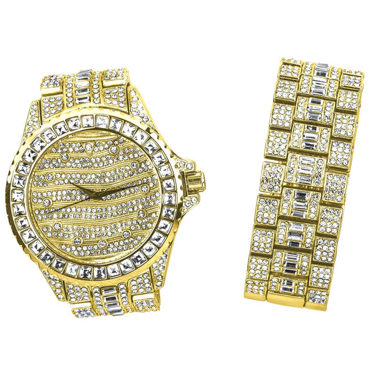 MONARCH™ Bling Master Watch & Bracelet Set – Iced Royalty Edition