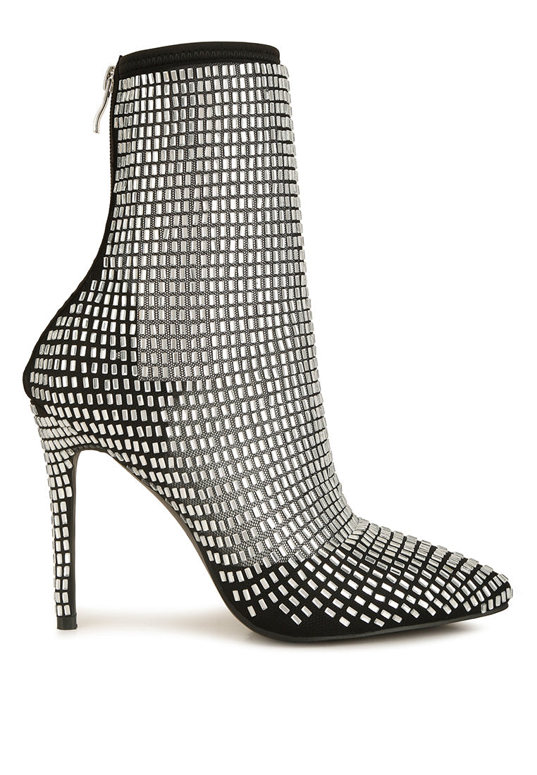 ✧ Fortunate Rhinestones Embellished Mesh Boots – Lux by Dreamer’s Paradise Co.