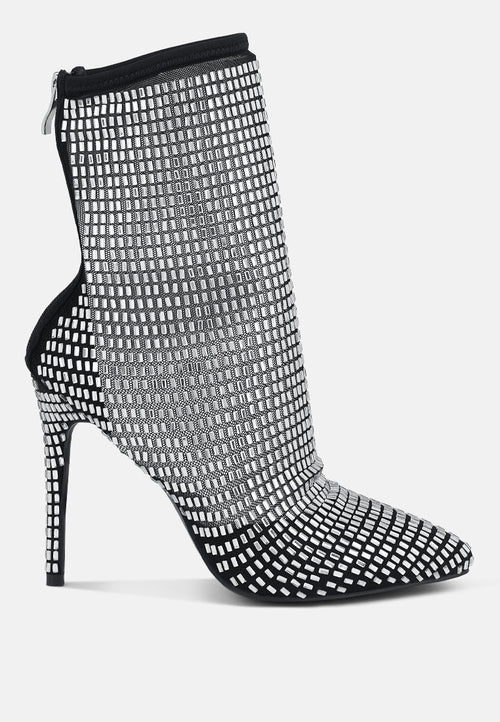 ✧ Fortunate Rhinestones Embellished Mesh Boots – Lux by Dreamer’s Paradise Co.