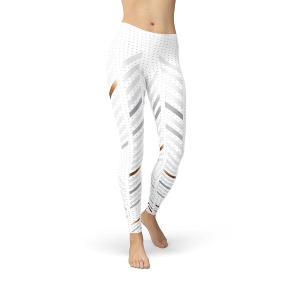 PowerFit™ White Stripes Compression Leggings – USA-Made | Gym to Street Ready