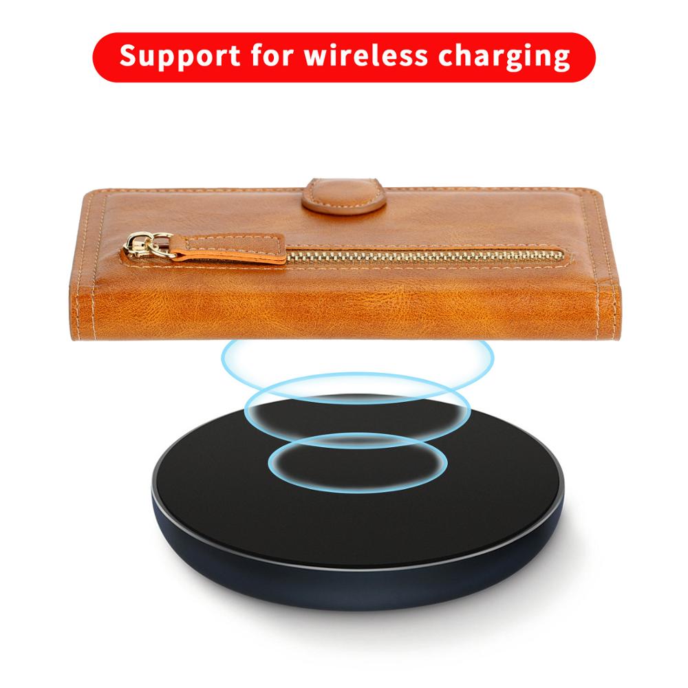 DreamShield™ Vegan Leather Zipper Wallet Case with Wireless Charging