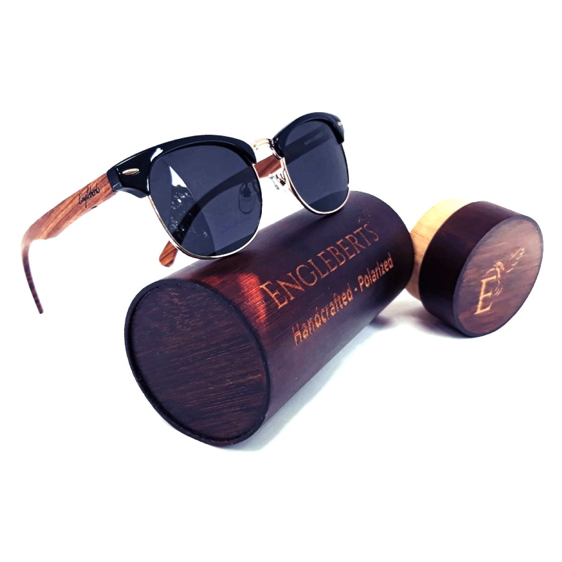 Engleberts Premium Walnut Wood Sunglasses – Handcrafted LUX Eyewear with UV 400 & Polarized Cat 3 Lenses