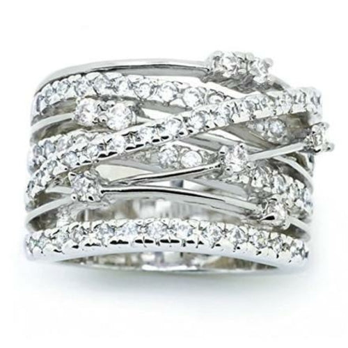 Crystal CrossoCelestia™ Crystal Crossover Ring – Rose Gold & Silver Elegancever Ring