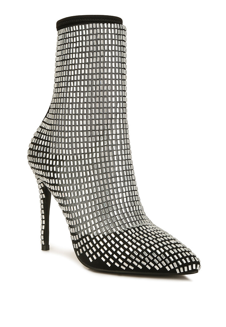 ✧ Fortunate Rhinestones Embellished Mesh Boots – Lux by Dreamer’s Paradise Co.