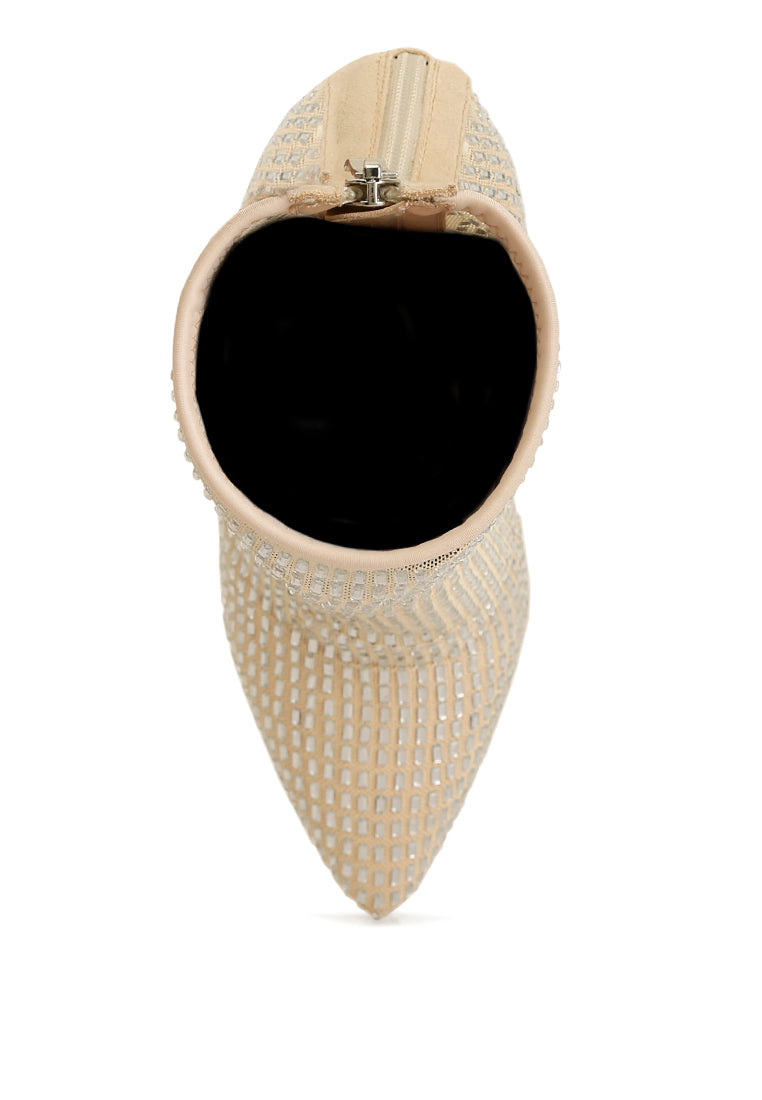 ✧ Fortunate Rhinestones Embellished Mesh Boots – Lux by Dreamer’s Paradise Co.