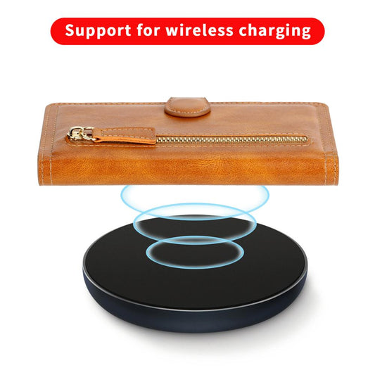 DreamShield™ Vegan Leather Zipper Wallet Case with Wireless Charging